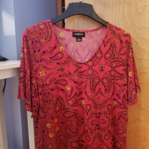 Liz Claiborne red & black v-neck blouse. XL. NWT.